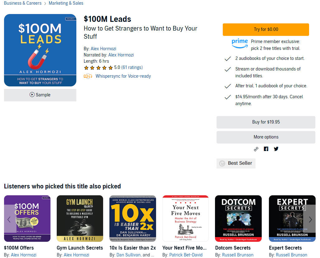 Amazing 100M Leads Marketing Like Hormozi GPTs author, description,  features and functions, examples and prompts